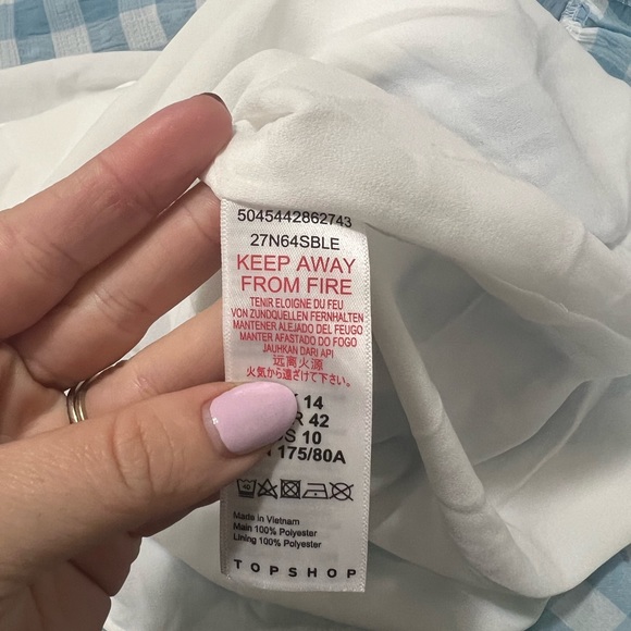 NEW Topshop Blue Gingham Smocked Tiered Midi Skirt Size 10 US $68 - Picture 7 of 7